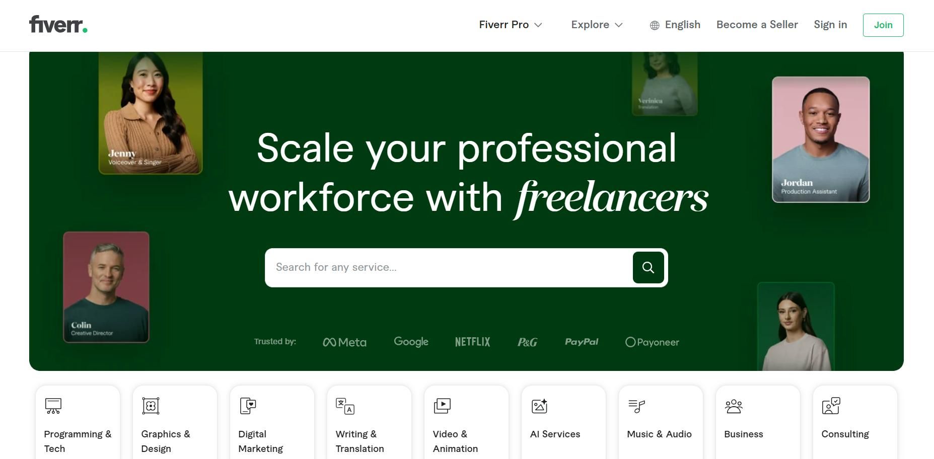 Fiverr suggested as a freelancing website by PayGlocal
