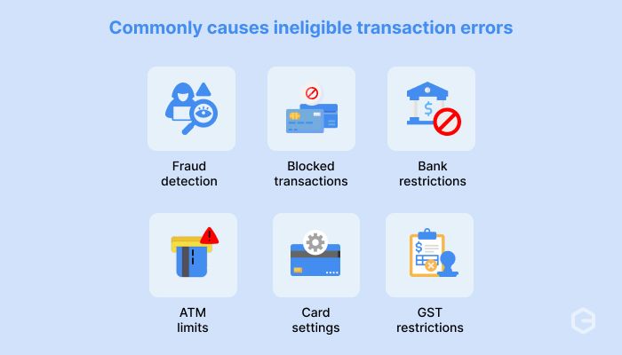 What commonly causes ineligible transaction errors?